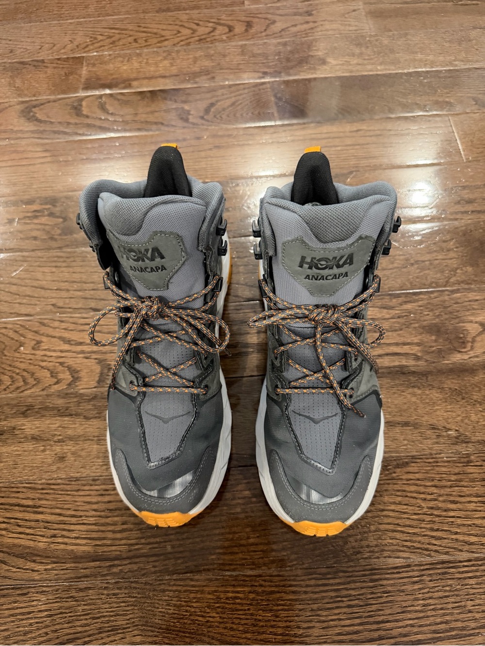 Hoka Anacapa Gray and Orange Trail Boots